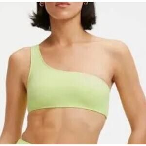Good American Scuba Hot Shoulder Bikini Top Sz 2 Medium Swim Key Lime Green NWT